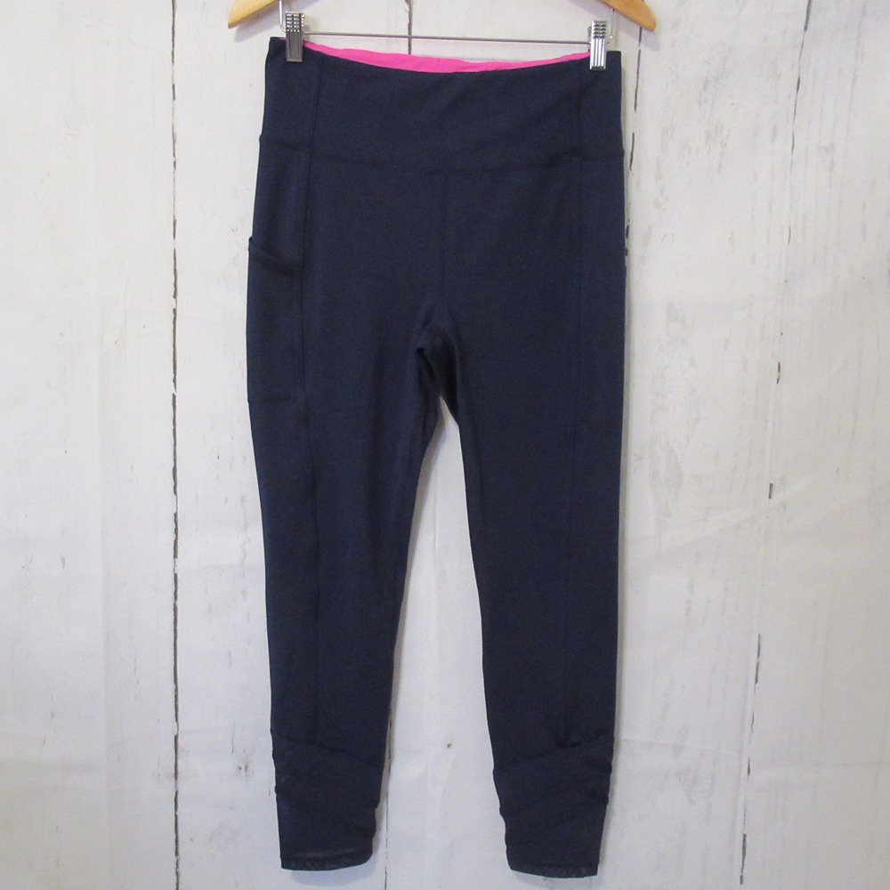 Lilly Pulitzer Luxletic Leggings L Blue Weekender High Rise Pocket Ankle Crop